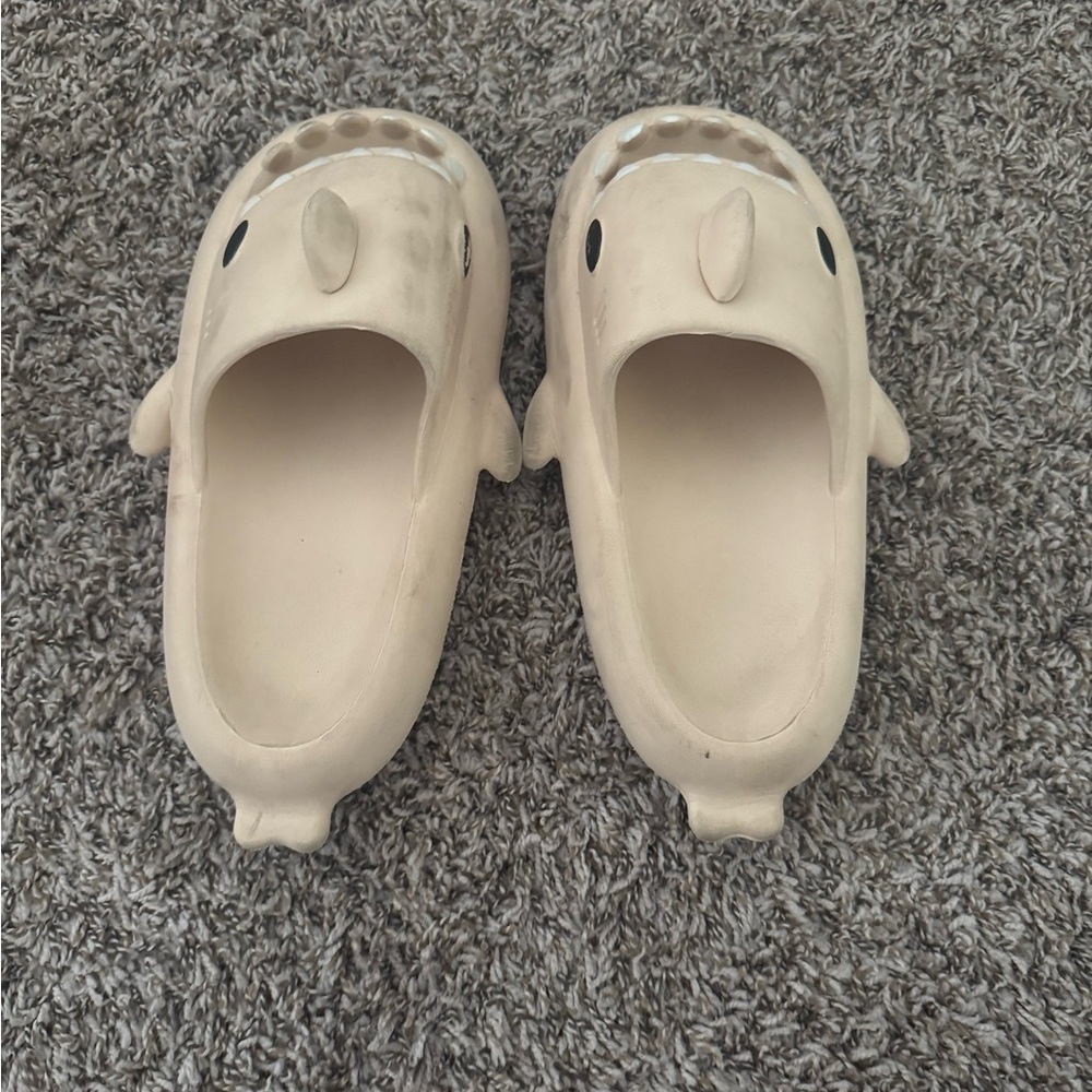 Beige Shark Slip-On Shoes
